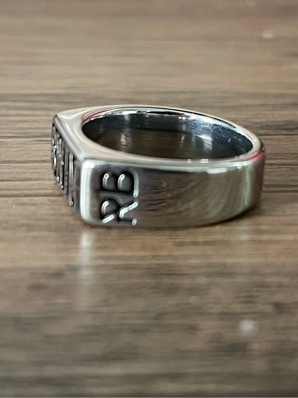 Silver 'SWIM' Stainless Steel Signet Ring for Men